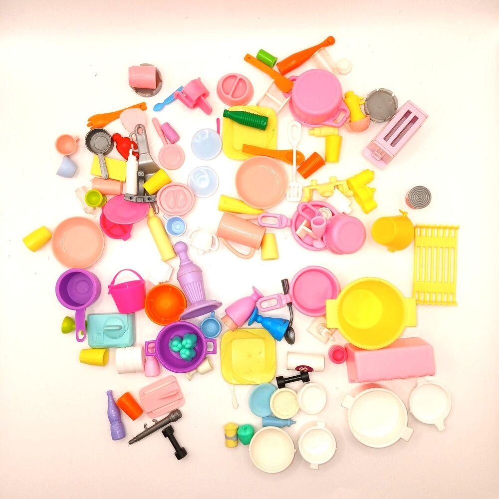 Barbie Sized Kitchen Lot Of Utensils Pans & Misc Accessories 100 Pieces
